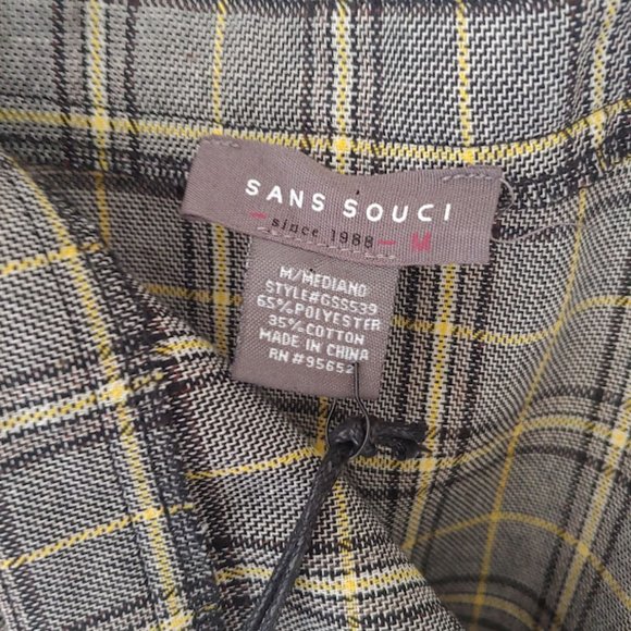 nwt SANS SOUCI cottage maxi plaid side ruffle skirt w zipper/size m/grey yellow - Picture 7 of 9